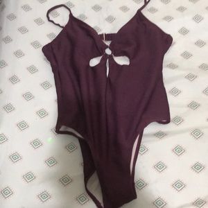 Burgundy one piece size large great Quality